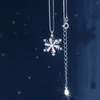 Pendants TOYOOSKY S925 Sterling Silver Necklace With Diamonds And Christmas Snowflakes Turning Sweet Fresh Creative Collar Chain Gift