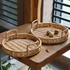 Set di stoviglie in rattan, portapane in rattan, portaoggetti in tessuto, per vassoi da cucina