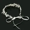 SLBRIDAL ruban fait à la main en alliage filaire strass cristaux perles fleur feuille bandeau de mariage cheveux de mariée vigne accessoires de cheveux W0295A