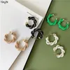 Hangzhi – boucles d'oreilles créoles pour femmes, bijoux tendance en cuir et métal, tissage circulaire géométrique, noir, blanc, vert, accessoires 213C, 2021