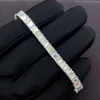 Testador de diamante PASS 5mm*3mm 26Ct Baguete Moissanite Tennis Bracelete 925 Jóias de jóias finas de prata esterlina Mulheres de pulseira eternidade