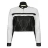 Motorfiets Lederen Jassen Bomber Jassen Pu Faux Jassen Vrouwen Lange Mouw Rits Slanke Motor Biker Streetwear Lente Top 231226