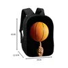 Basketball Print Men Rucksack 16 Zoll großer Kapazitätsbeutel für Reisen Casual Sport tragbarer Studententasche Teenager Kinder Bookbag 231227