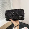 Classic Sequin Bag Designer Shoulder Bags For Women Luxury Chain Bag Large Wallet Exquisite Womens Dinner Bag Valentine Gift Black Sliver