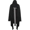 Mäns japanska mörka stil lång huva Cardigan Windbreaker Men's Asymmetric Personality Cross Stitched Cape Coat 231226