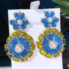 Boucles d'oreilles pendantes GODKI perle fleur boucle d'oreille pour les femmes de mariage cubique Zircon mode fiançailles fête bijoux Pendientes Mujer Moda 2025