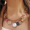 Boho déclaration couleur or grandes chaînes perles baroques Portrait coquille pendentif collier pour femmes filles plage colliers Chokers243h