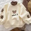 Kinder Hoodies Mädchen Sweatshirt Herbst Langarm Rollkragen T-shirt Kinder Mädchen Kleidung Bär Applique Winter Top 231226