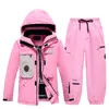 Homem e mulher neve wear à prova dwaterproof água terno de esqui conjunto snowboard roupas ao ar livre trajes à prova dwaterproof água jaquetas de inverno calças unsex 231227