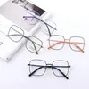 Sunglasses Anti-blue Metal Glasses Eyewear Eyeglass Female Computer Square Big Frame Optical Spectacle