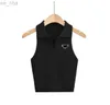 Hot Pr-a Summer White Women T-Shirt Tops Tees Crop Top Embroidery Sexy Shoulder Black Tank Top Casual Sleeveless Backless Top Shirts Luxury Designer Solid Color Vest