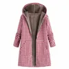 Damesjassen Dames Winter Warm Uitloper Rits Plaid Print Zak Vintage Oversize Jas Hoodies Jas Overjas Top Vrouwelijk