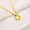 Womens Lines Heart Pendant Italian Figaro Link Chain Necklace 18k Solid Yellow Gold GF 24 3 mm313Z