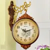 Wall Clocks European Double-sided Clock Living Room Creative Fashion Large Garden Two-sided Cafe Decoration Mute 5K596