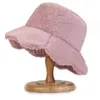 Soft Ruffle Sweet Bucket Hat Sweet Lotus Leaf Hiver Fisherman chaud Chapeaux Femmes Filles Fluffy Bucket Hat DF337