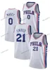 Custom Kids Youth Tyrese Maxey Basketball Jersey Marine Blue Joel Embiid Men Jersey Allen Iverson Sixer Matisse Thybulle City White Edition Retro Shirt Blue Trikots