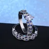 NOWY PRZYJĘCIE Luksusowy zestaw 2PCS Classic Marquise Cut Silver Plated Diamond C-BELEMNEMENT Zestaw pierścionka weselnego Rozmiar 6-122942