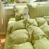 Bettwäsche -Sets koreanischer Stil Seersucker Set Duvet Cover Flat Sheets Kissenbezug Bettlader