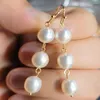 Dangle Earrings 9-10MM Natural Freshwater Drops Pearl 14K Mother's Day VALENTINE'S Aquaculture Women Wedding Thanksgiving