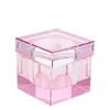 Nail Crystal Cup Square Glass Crystal Dappen Dish Cup with Metal Lid Acrylic Liquid Powder Container Holder Nail Art Tools 231227