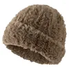 Casquettes de boule Chapeau mignon pour les femmes automne et hiver ours chapeaux tricotés chaud épaissi agneau polaire bonnets dames voyage Bonnet Cap Beanie