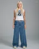 Jeans femininos JNCO Y2K Padrões hipnóticos de faixa feminina calça de jeans folgada Harajuku Hip Hop High Waist