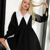 Casual Dresses Women Dress Autumn/spring 2023 French Style Vintage Design Doll Neckline Hepburn Black Mini High Waisted