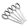 Set di stoviglie Forchette in acciaio inossidabile Antipasto di frutta Manico lungo Cucchiai da dessert Forchette da insalata Posate da cucina (Argento)