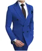 Beige Men's Suit 2 stycken Double Breasted Notch LAPEL LAT Slim Fit Casual Tuxedos för WeddingBlazerpants 231227