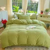 Bettwäsche -Sets koreanischer Stil Seersucker Set Duvet Cover Flat Sheets Kissenbezug Bettlader