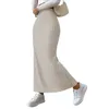 Skirts High-waisted Skirt Knitted Long Striped High Waist Maxi For Women Warm Ankle Length Slim Fit Sheath
