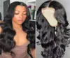 Grote Golf Natuurlijke Zwarte Kanten Voorkant Echte vrouwenpruik Echt haar Body Wave Voorkant Pruik PrePulled met babyhaar 150 Denisty HD Natuurlijk H6868578