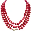 Catene Design abbraccio lungo Natural 8mm Red Coral Necklace 50 ''