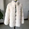 Giacca da donna in pelliccia sintetica Cappotto invernale caldo Plus Colletto alla coreana Rosa Donna 70 cm Manica lunga Fluffy 231226