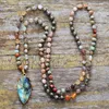 Necklaces Boho Random Shape Natural Stone Strawberry Quartz Pyrite Labradorite Pendant Necklace Women Bead Lariat Necklaces Dropship