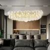Nordic Dining Room Bubble Ball Swivel Glass Chandelier Table Top 51" Large Gold and Clear Blown Water Wave Glass Kitchen Island Light Fixture