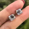 Brincos de garanhão luz luxo 925 prata esterlina asscher corte laboratório safira diamante de alto carbono