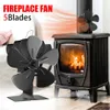 Black 5 Blades Fireplace Fan Fan Fan Powered Dove Log Wood Environmental Hawl Home Dark Warm فعال التوزيع الحراري 231227