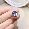 Cluster Rings 3ct 8mm 10mm VVS Grade Natural Topaz Ring For Party Fashion Light Blue Silver 925 Jewelry