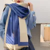 Women's Wool Scarves Womens Imitation Cashmere Scarf Lady Fashion Retro Pashmina Woman Long Wrap Warm Shawl Letter Neckerchiefs Female Gift Autumn Winter NEW