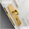 Handles & Pulls Dooroom Brass Door Lock Set Modern Egg Shaped Knob Long Plate Interior Bedroom Bathroom Double Wood Lever Dummy Handle Dhidu