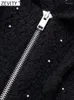 Женские куртки ZEVITY 2023, осенние женские вязаные свитера с искусственным бриллиантом, пальто, женский кардиган с длинными рукавами, повседневные свободные топы CT5519
