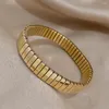 Bangle dikke dikke roestvrijstalen manchet voor vrouwen eenvoudige glanzende goud zilver kleur polsbandje elastische armbanden charme sieraden