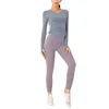 LL-167 Completo da yoga a maniche lunghe Top sportivo Cappotto senza cuciture Fitness Donna Allenamento Bianco esteso per magliette Abbigliamento sportivo da donna