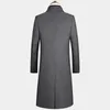 Extra longo lã trench coat masculino marca de inverno dos homens casaco de caxemira fino ajuste de lã peacoat blusão manteau homme 4xl 231226