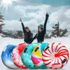 Inflatable Snow Tube Sledge Winter Snow Tube Kids Adults Sledding Sleigh Foldable Outdoor Inflatable Snow Sled with 2 Handles 231227