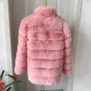 Giacca da donna in pelliccia sintetica Cappotto invernale caldo Plus Colletto alla coreana Rosa Donna 70 cm Manica lunga Fluffy 231226