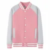 Giacca da baseball da donna per uomo uniforme da squadra universitaria con maniche raglan foderata in pile moda personalizzata nero rosa rosso blu arancione 231226