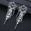 Dangle Earrings 105MM Luxury Famous Fireworks Full Mirco Paved Micro Zirconia Women Bridal Dress Wedding Drop Earring Pearl Jewelry E10241