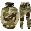 Herren Tracksuits Camouflage Hoodie 3D Print Tracksuit Men Hoodies Hosen 2pcs Anzug Outdoor Fitness Sportswear Freizeitkleidung